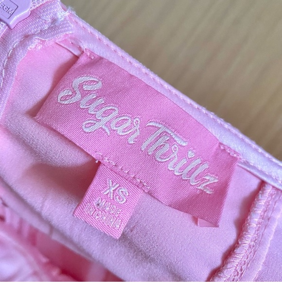 Sugar thrillz mesh puff sleeve ruched mini dress pink dolls kill - Picture 4 of 8